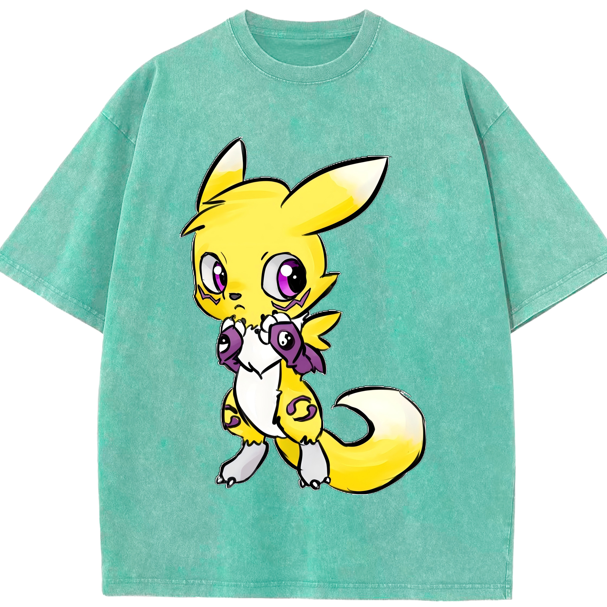（画像用） Digimon デジタルモンスター/デジモン 綿100% ヴィンテージ風 半袖Tシャツ（フロントプリント）